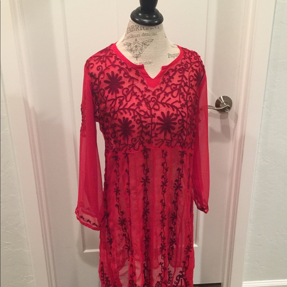 Meena Mahal dress. Bright red